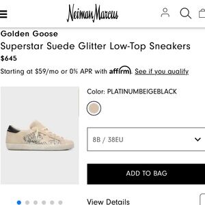 Beautiful authentic glitter golden goose sneakers! Superstar! Size 8 in women!